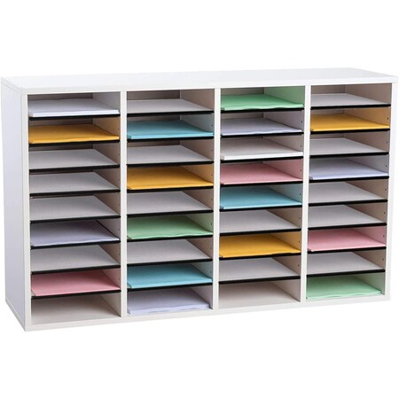 Adiroffice White, MDF Wood, 11.8 in W, 23.9 in L, 39.3 in D ADI500-36-WHI-MK
